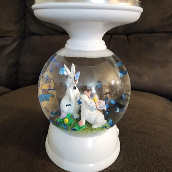 NWT Charming BATH& Body WORKS Bunny RABBIT WITH BUTTERFLIES 3 WICK Candle HOLDER